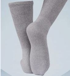 Diabetic Socks, Non-Binding Circulatory Cushion Cotton Crew Diabetic Socks for Men Women Gray.