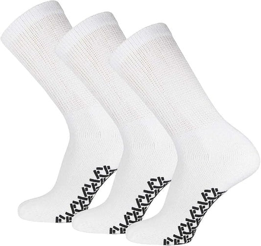 Diabetic Anti Skid Socks Non Slip Non Binding With Grips Hospital Crew Socks For Men Women