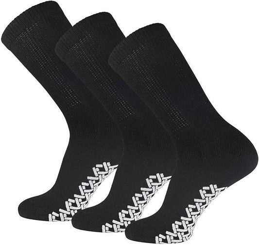 Diabetic Anti Skid Socks Non Slip Non Binding With Grips Hospital Crew Socks For Men Women