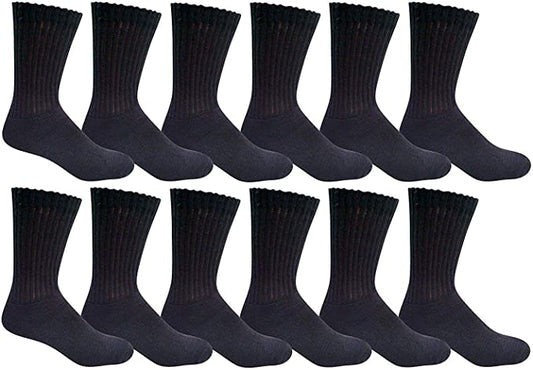 Men's Plain Solid Sports Athletic Work Crew Socks Black