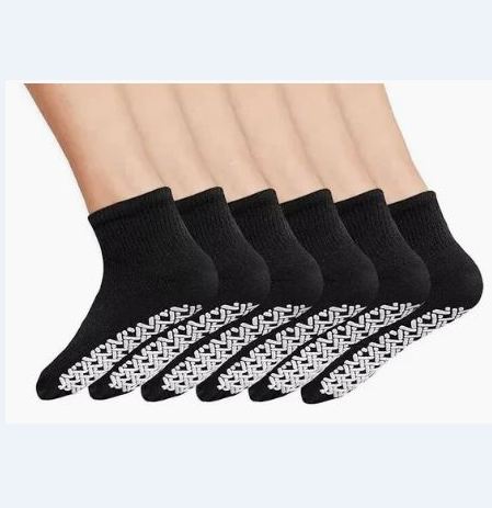 Men's Women's Non-Skid Diabetic Ankle Quarter Socks Non Binding Loose Fit Top.