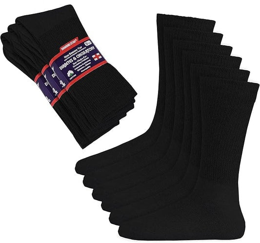 Diabetic Socks, Non-Binding Circulatory Cushion Cotton Crew Diabetic Socks for Men Women .