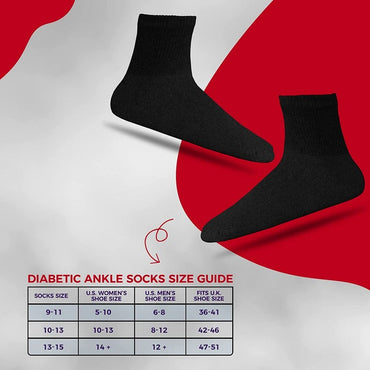 Diabetic Ankle Socks, Non-Binding Circulatory Doctor Approved Cushion Cotton Quarter Socks for Men’s Women’s.