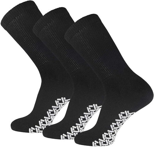 Diabetic Anti Skid Socks Non Slip Non Binding With Grips Hospital Crew Socks For Men Women