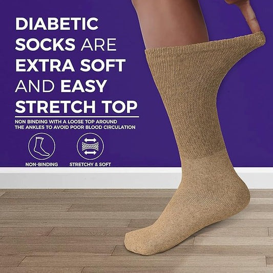 Diabetic Socks For Men Women Non-Binding Physican Doctor Approved Diabetic Crew Socks.