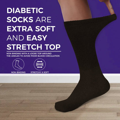 Diabetic Socks, Non-Binding Circulatory Cushion Cotton Crew Socks for Men Women