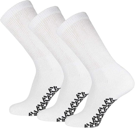 Diabetic Anti Skid Socks Non Slip Non Binding With Grips Hospital Crew Socks For Men Women