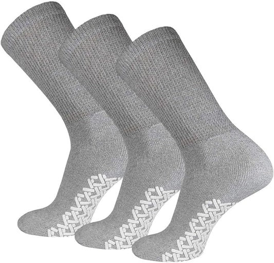 Diabetic Anti Skid Socks Non Slip Non Binding With Grips Hospital Crew Socks For Men Women