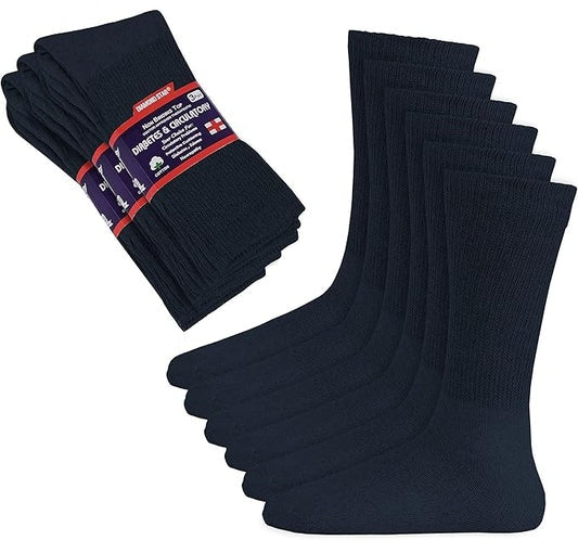 Diabetic Socks, Non-Binding Circulatory Cushion Cotton Crew Diabetic Socks for Men Women 24 Pairs