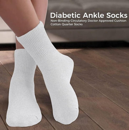 Diabetic Ankle Socks, Non-Binding Circulatory Doctor Approved Cushion Cotton Quarter Socks for Men’s Women’s 12 Pack