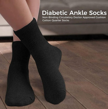 Diabetic Ankle Socks, Non-Binding Circulatory Doctor Approved Cushion Cotton Quarter Socks for Men’s Women’s 12 Pack