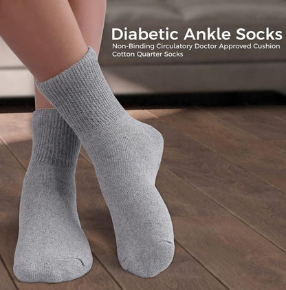Diabetic Ankle Socks, Non-Binding Circulatory Doctor Approved Cushion Cotton Quarter Socks for Men’s Women’s 12 Pack