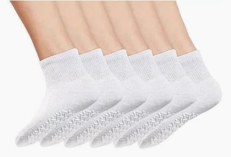 Men's Women's Non-Skid Diabetic Ankle Quarter Socks Non Binding Loose Fit Top.