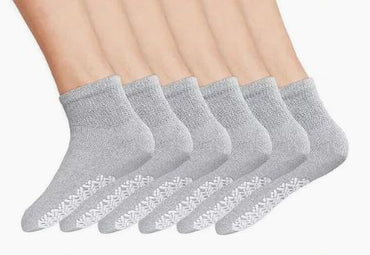 Men's Women's Non-Skid Diabetic Ankle Quarter Socks Non Binding Loose Fit Top.