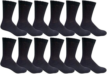 Men's Plain Solid Sports Athletic Work Crew Socks Black
