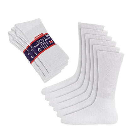 Diabetic Socks For Men Women Non-Binding Doctor Approved Diabetic Crew Socks White 6 Pairs, Size 13-15